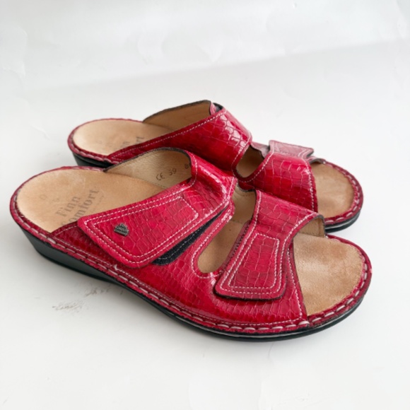 Finn Comfort Jamaica Fire Red Comfort Slip On Shoes Size 39 - Picture 1 of 6
